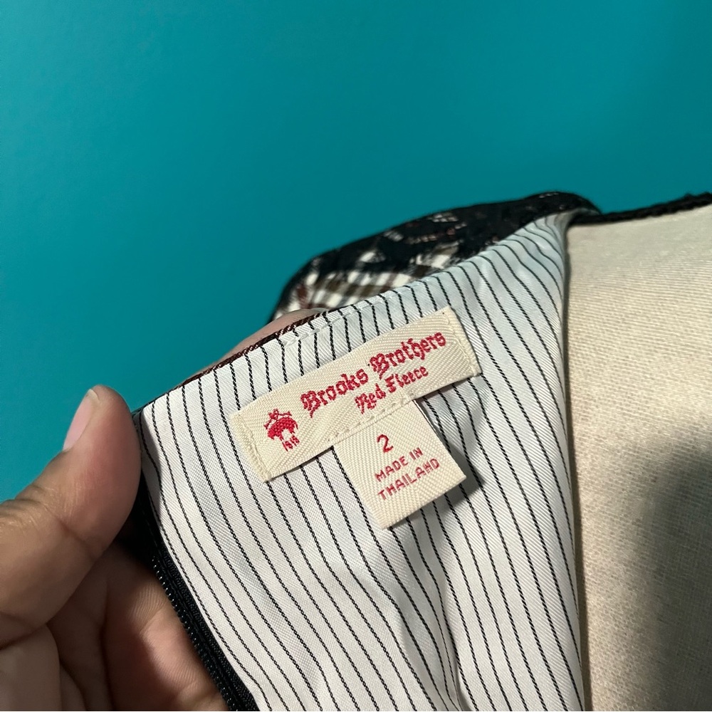 Brooks Brothers Red Fleece 2 Brown Black Plaid A-Line Short Sleeve Dress - Picture 7 of 7